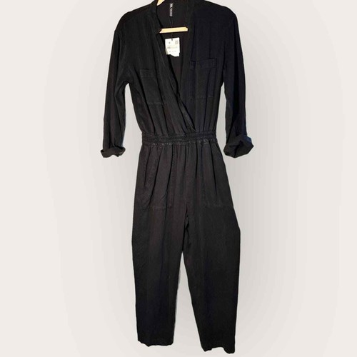 Zara NWT size XS black elastic waist jumpsuit cropped ankle - 第 1/16 張圖片