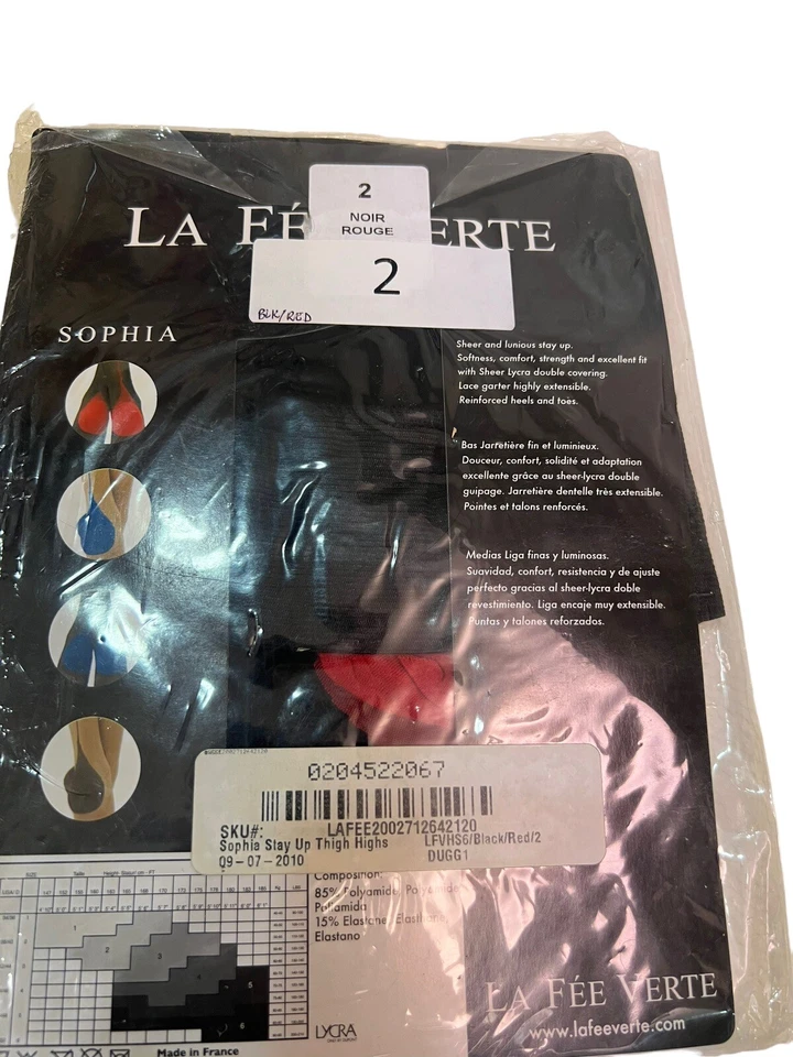 Medias La Fee Verte Sophia negras con costuras rojas 2 nuevas con etiquetas Foto 2 de 4