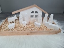 Weihnachtskrippe modern Raysin Holz komplett, Deko, Weihnachten, 12-teilig