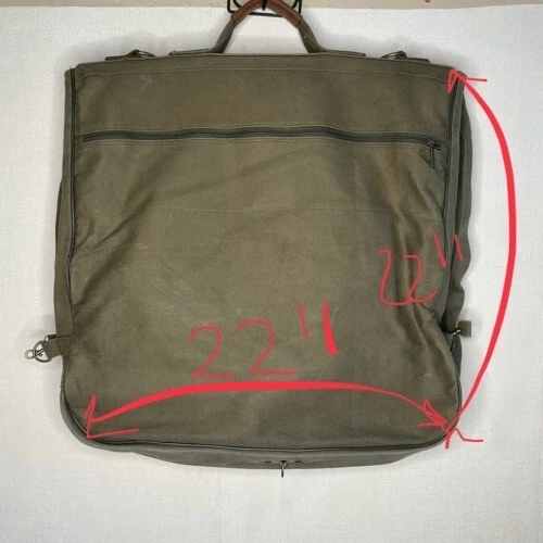 VTG JEEP Wrangler Canvas Travel Equipment Garment Bag Men Size L Army Green/Tan - Image 3 of 4