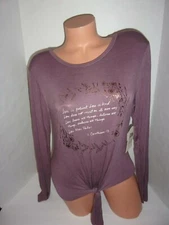 Dirtee Laundry long sleeve top  front knot "Love Is Patient" small
