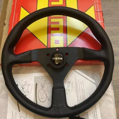 MOMO MonteCarlo 350mm 14' Genuine Leather Thickened Spoke Black Steering Wheel