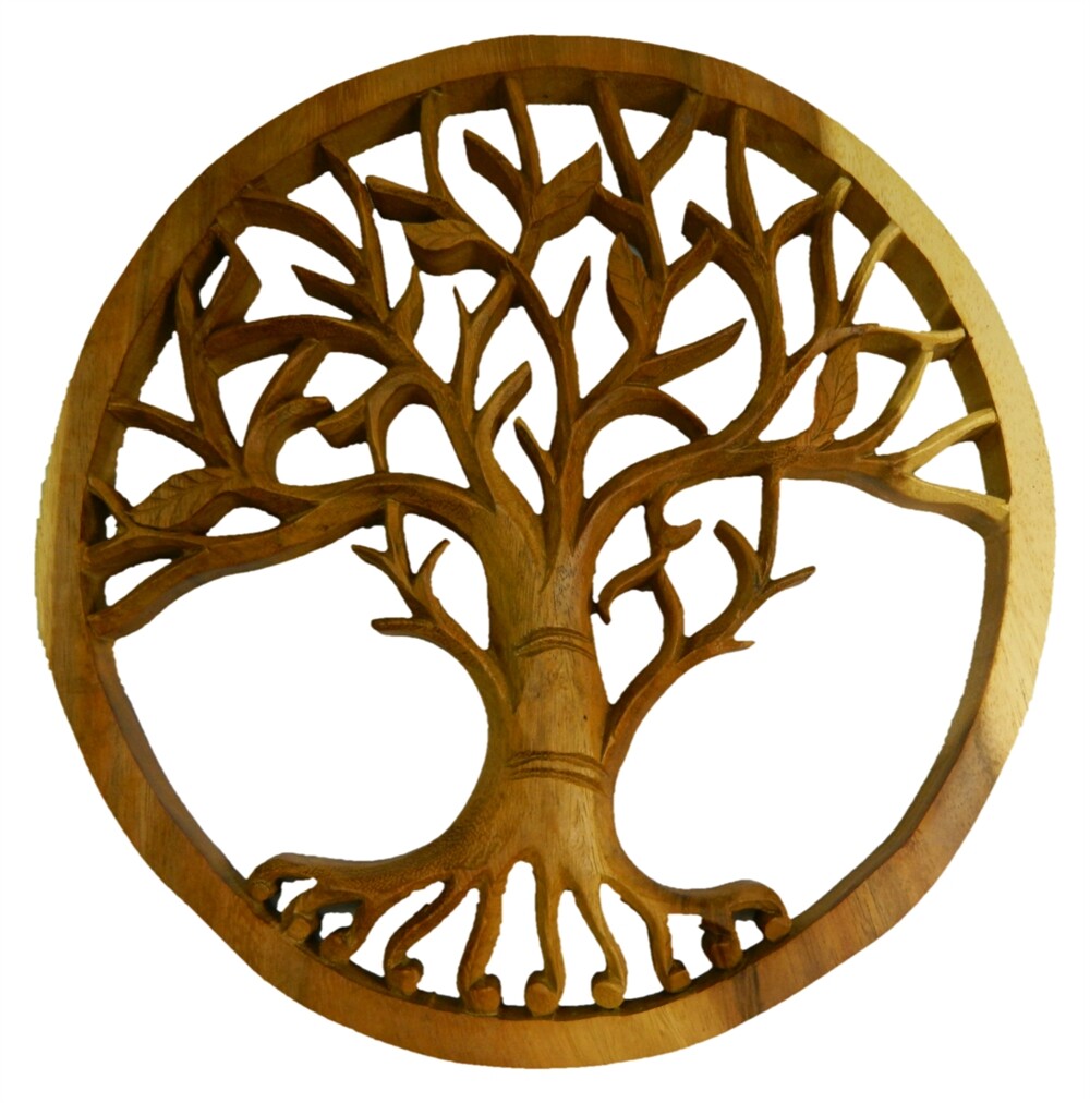 Wooden Tree of Life Carving Wall Art Tile Plaque Tree of Life With