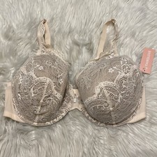 Third Love 40E Bra Beige 24/7 Lace Contour Plunge Underwire Back Closure NEW