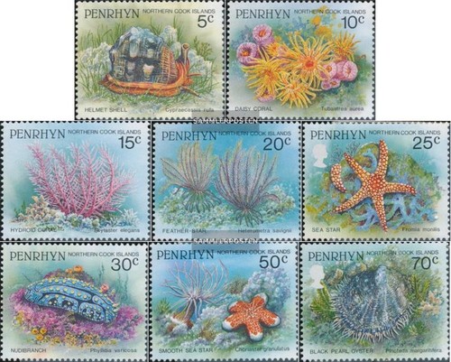 Francobolli Penrhyn 1993 Mi 546-553 MNH 1993 invertebrati Frutti di mare