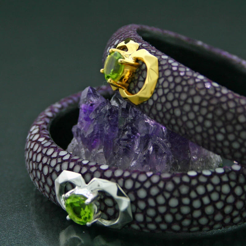 Peridot Rochenleder Armreif 925er Silber gelb - Bild 3 von 4