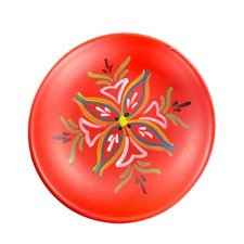 VTG Norway Folk Art Wooden Dish Plate Hand Painted Sogndal Red Floral Round Dish