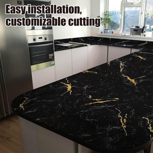 Marble Oil Proof Kitchen Wall Stickers Self-Adhesive Waterproof PET Wallpaper - Picture 2 of 18
