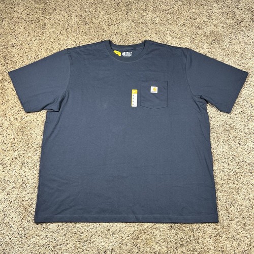 NEW Carhartt Loose Fit Pocket Logo T-Shirt Mens 3XL Blue Gray Color 100% Cotton - Picture 1 of 9