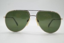 Vintage OWP 8402 Gold Blue Oval Sunglasses Glasses NOS
