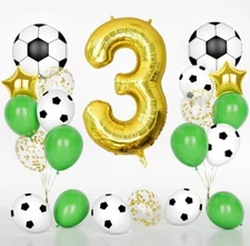 3rd birthday - 22pcs soccer party decorations - 40 inch gold number balloon