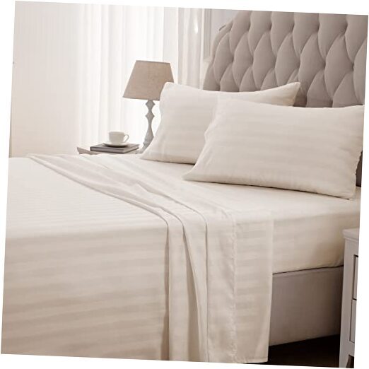 Striped Cooling Sheets Set Size - Fitted Flat Sheet & King Stripe - Beige