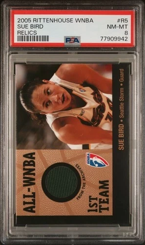 2005 Rittenhouse WNBA Sue Bird Jersey Relic PSA 8 Seattle Storm Green