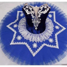 Flannel Blue Sequin Professional Ballet Tutu Girls Swan Dance Costumes Skirt