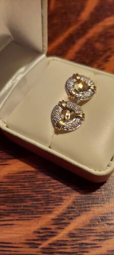 NEW 14k Yellow Gold Natural .24ctw Diamond Stud Earring Jacket Enhancers 1/2" ❤️