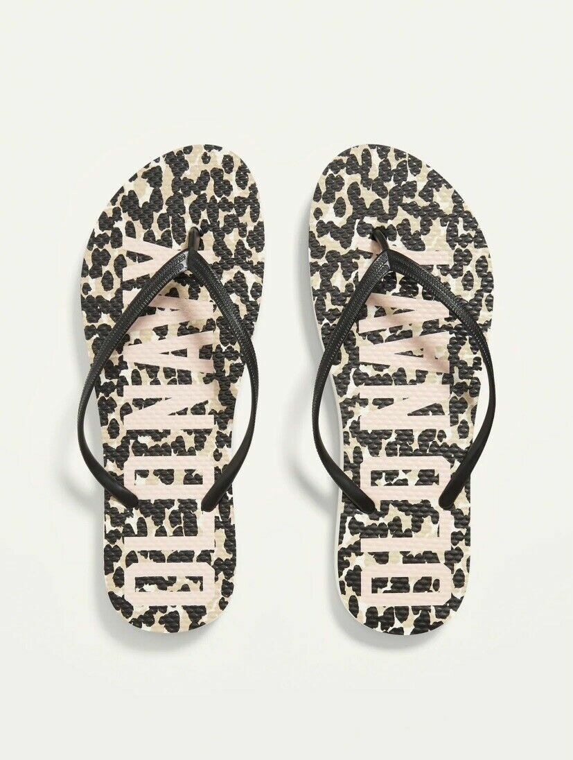 NWT Old Navy Printed Logo Graphic Flip Flops Thong Sandals Big