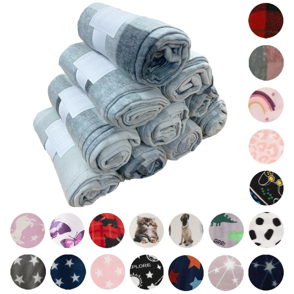 Wholesale Pack of 10 Print Soft Fleece Blanket Sofa Throw Over Joblot 120x150 cm