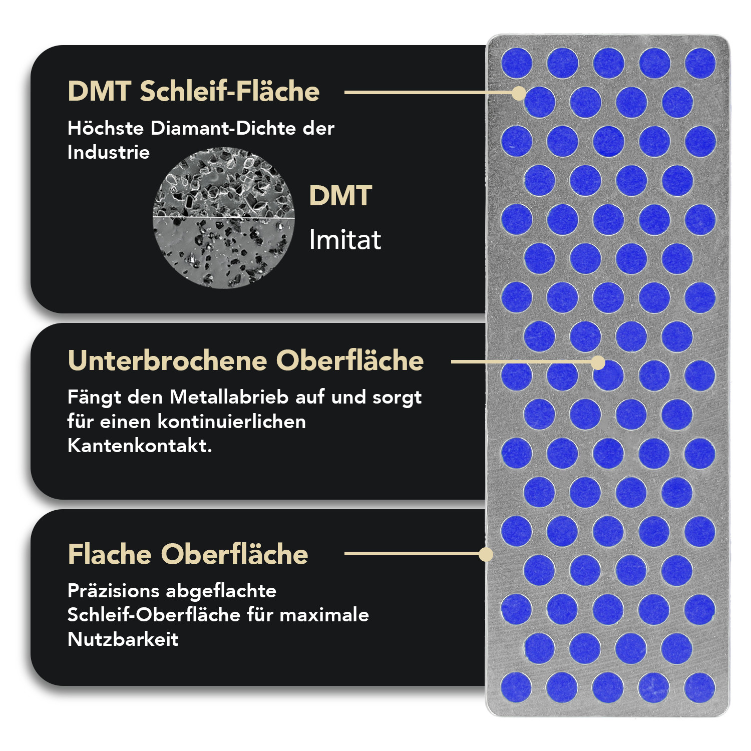 DMT Diamond Whetstone Diamant Schleifstein kompakt 70 mm Set Grob, Fein, X-Fein