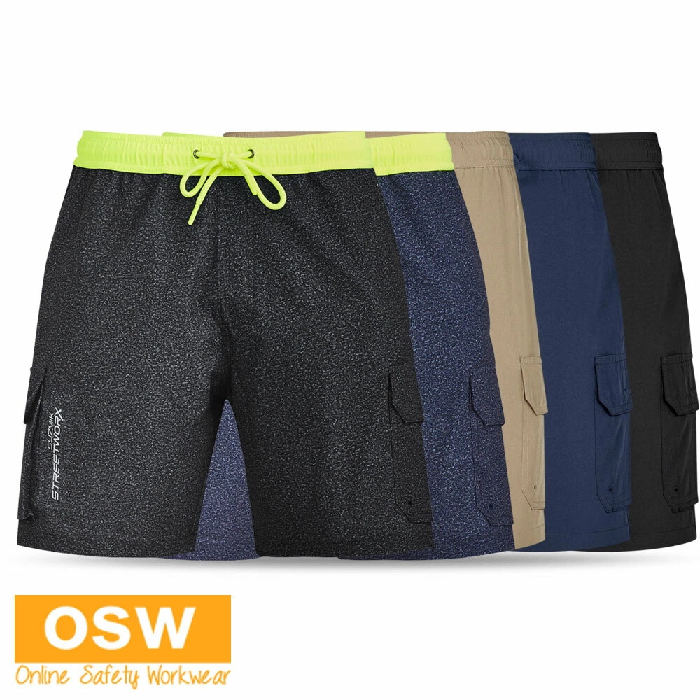 Mens Black Navy Khaki 360° Stretch QUICK DRY Work Surf Swimming BOARD Shorts