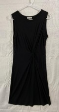 Olivia Grey Dress Womens Large Black Sleeveless Twist Front Sheath Knee Length