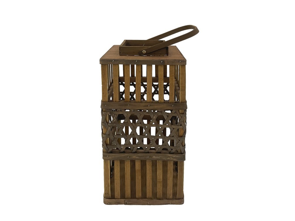 H&H Outdoor Woven Wood Lantern Dark Wood Color cm 22x61h
