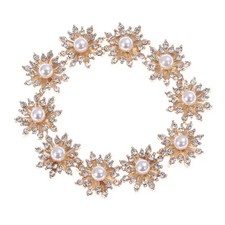 Rhinestone Pearl 15mm Flatbacks x 10pcs - Style 10 Gold