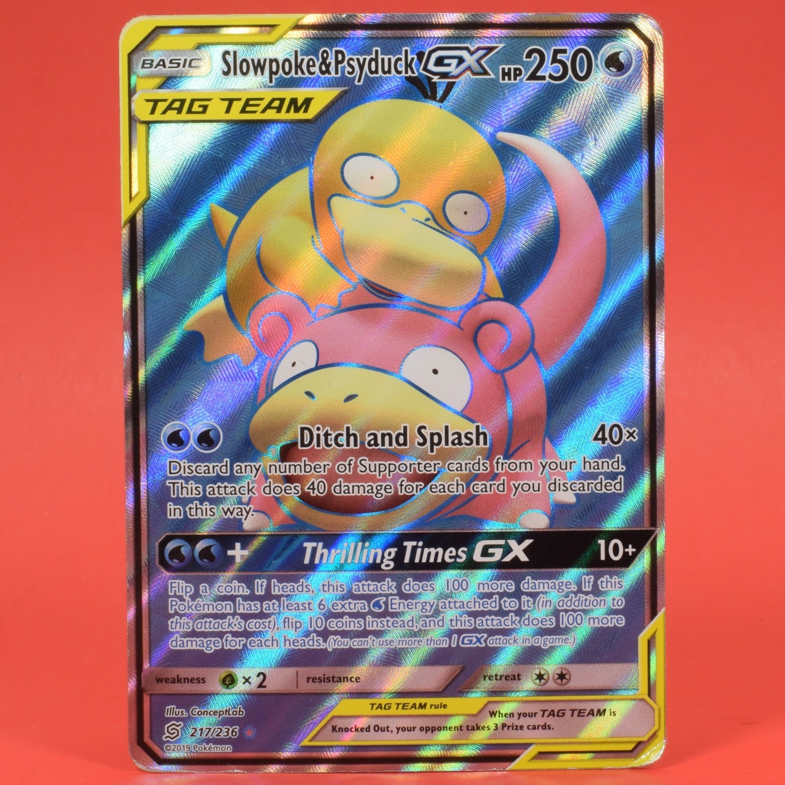 Pokemon TCG English Card Unified Minds Slowpoke & Psyduck GX 217/236