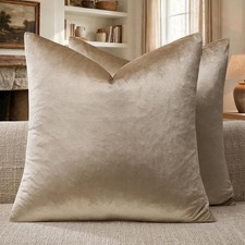 Dark Coffee Velvet Throw Pillow Covers 18x18 Taupe Neutral Soft Decorative Solid
