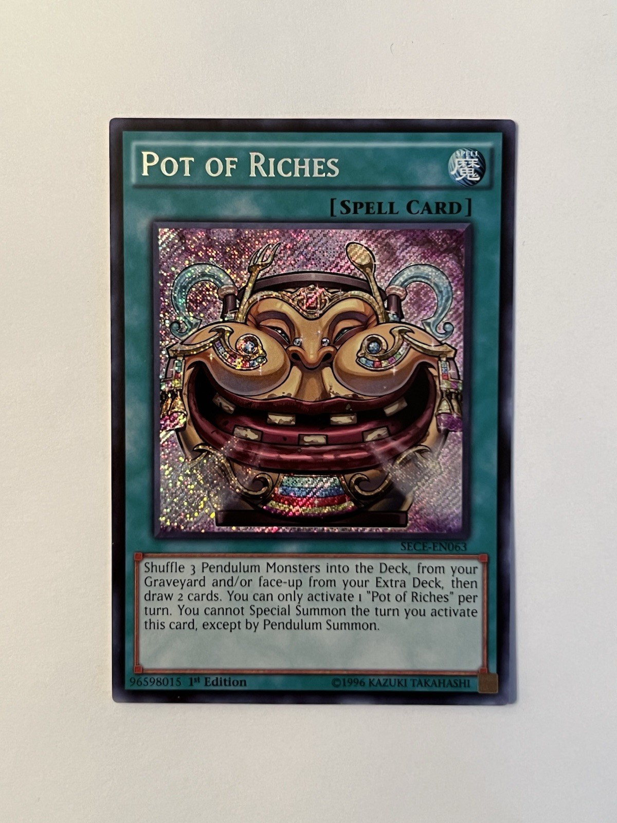 Pot of Riches SECE-EN063 YuGiOh Secrets of Eternity trading card — raw and PSA graded price guide