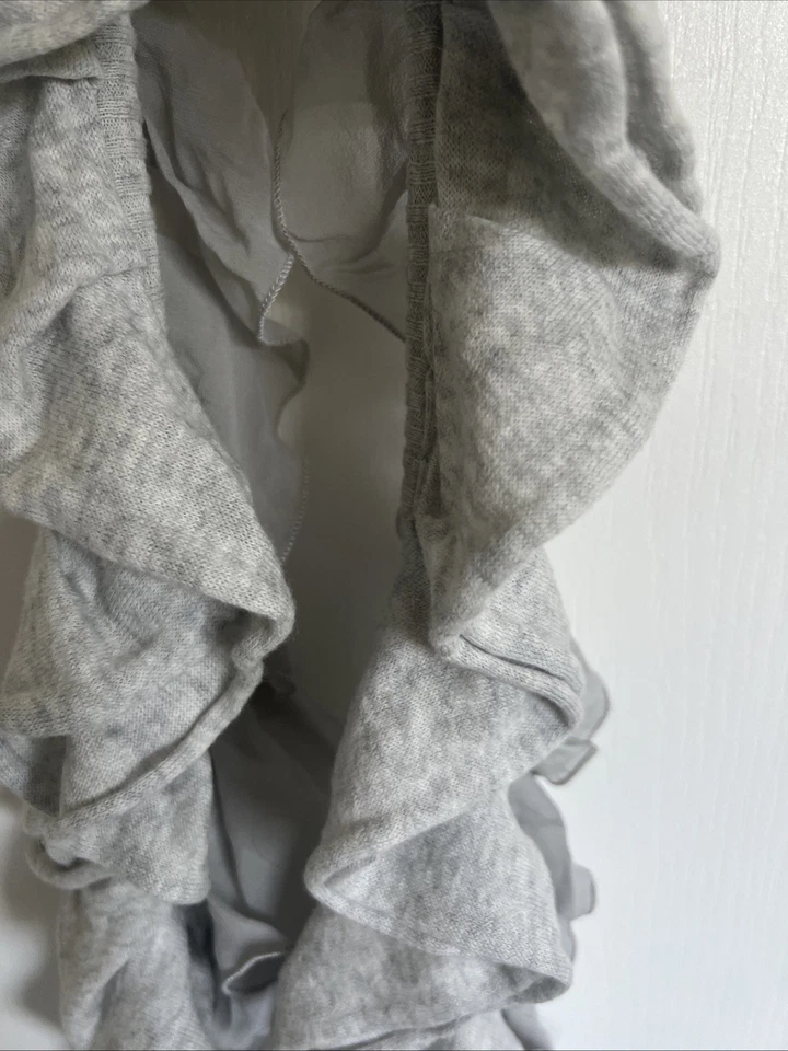 VINTAGE Juicy Couture Soft Grey Cotton Chiffon Ruffle Long Circle Scarf - Image 2 of 4