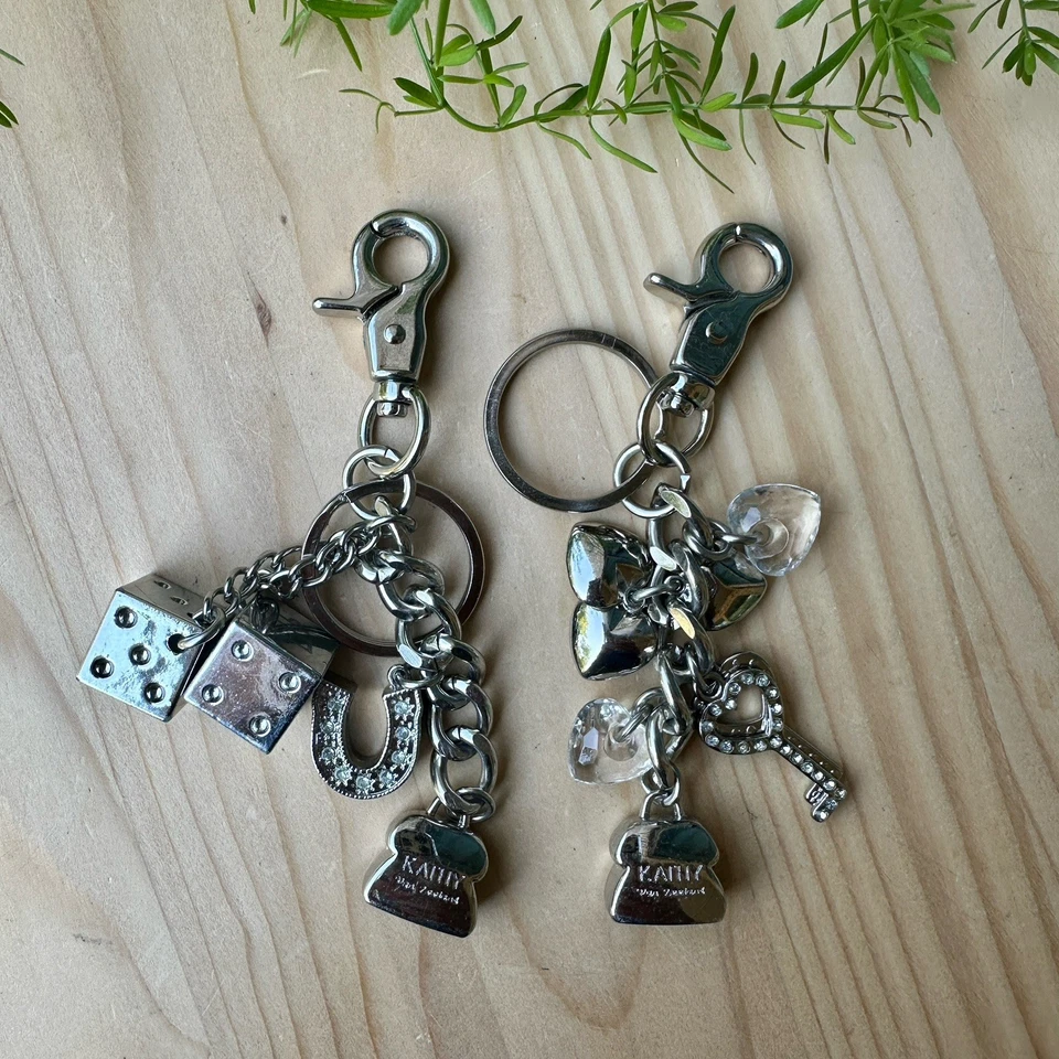 Kathy Van Zeeland Tiered Hearts Keychain Fob Clip Purse Charms Lot Of 2 - Image 2 of 4