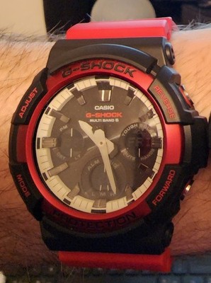Casio G-SHOCK Analog/Digital Multi Band 6 200m Resin Red/Black 50mm