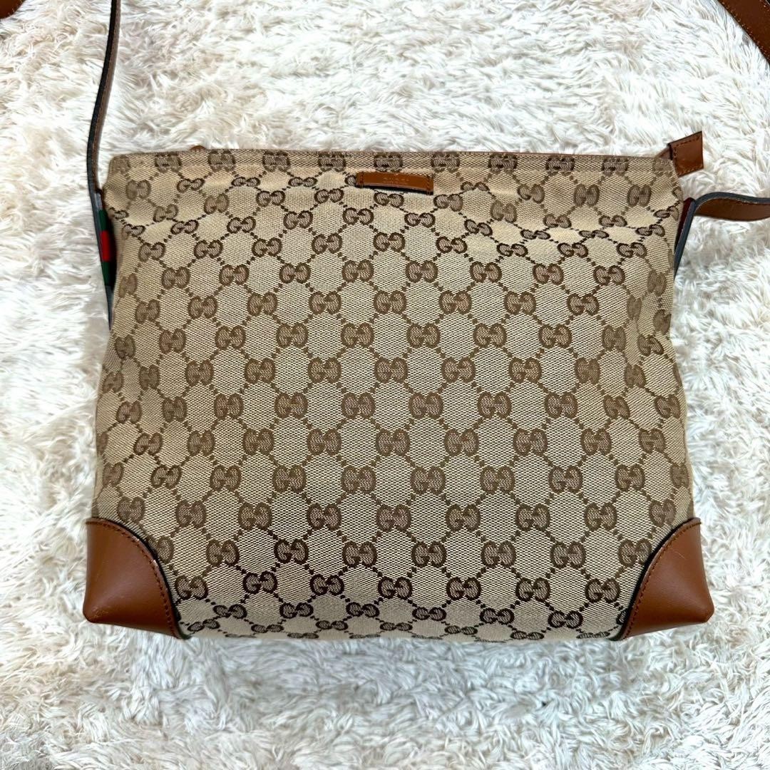 GUCCI GG Canvas Shoulder Bag Brown Leather Unisex Authentic Crossbody thumbnail 2