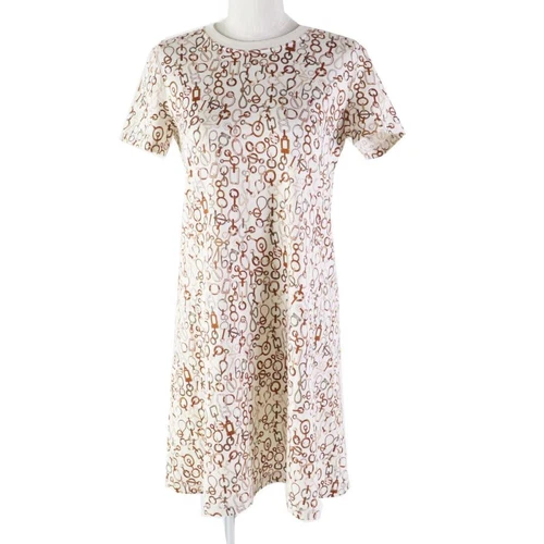 HERMÈS HERMES 23SS 3H4514DR Do RE BOUCLES cotone 100 manica corta t shirt abito marrone 3