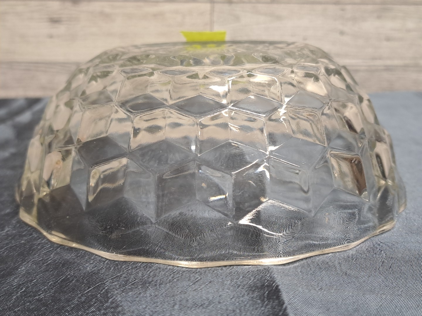 Vtg Jeanette Glass Clear Diamond Cubist Compote Pedestal Bowl 6", Candy Dish 6⅝"