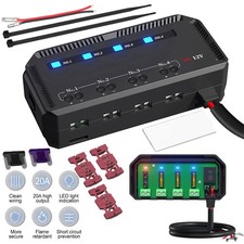 4 Way Fuse &Relay Box Quick Wiring 12V 20A W/ LED Indicator Light For Motorcycle