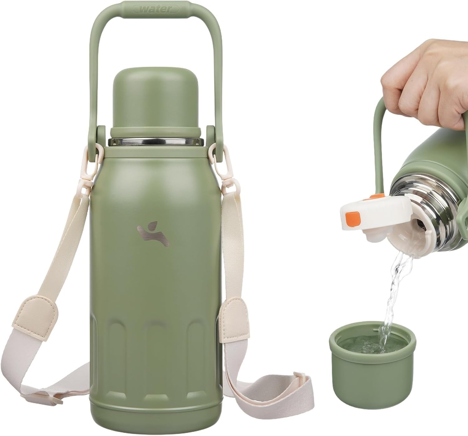 With Handle And Strap,vacuum 40 Ounces, Army Green