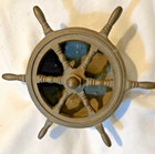 Vintage Solid Brass Ashtray Ship's Wheel 2 Pieces, held with center screw — photo 1