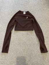 Women’s Gym Shark Long Sleeve Crop Top Size XS Gym Workout Running Yoga