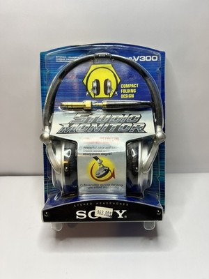Vintage Sony MDR-V300 Ear-Cup Foldable DJ Use Silver Black Headphones NOS SEALED