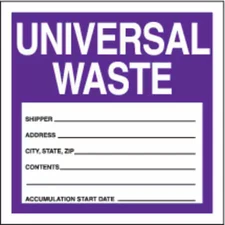Accuform Mhzw16evl Haz Waste Label, Universal Waste, 6X6 In, Poly, 250/Rl,