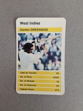 1979 Top Trumps World Cricketers Cricket Card WEST INDIES Gordon Greenidge