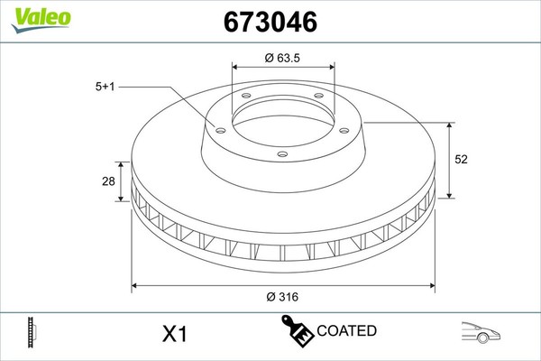 2X Valeo Bremsscheibe Coated 673046 FüR Volvo V70 3 135 V60 1 155 S60 2 134 S80-image