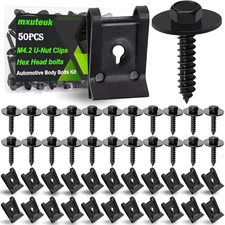 50PCS M4.2 U-Nut Clips & Hex Head Automotive Body Fender Bolts Kit,For Most Cars