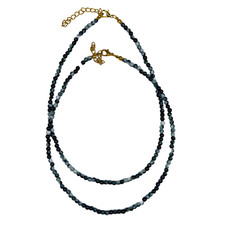 Handmade Round Beaded Choker Necklace Black/Gray/White Boho Beach Gold 15" 3"