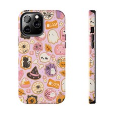 Cute Halloween Cookie Phone Case, Pink Pumpkin Spooky iPhone Samsung Cover