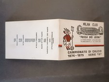 calendario partite MILAN - Club Fossa dei LEONI - 1974-75