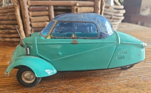 1958 Vintage Bandai Messerschmitt Green Tin Metal Toy Car