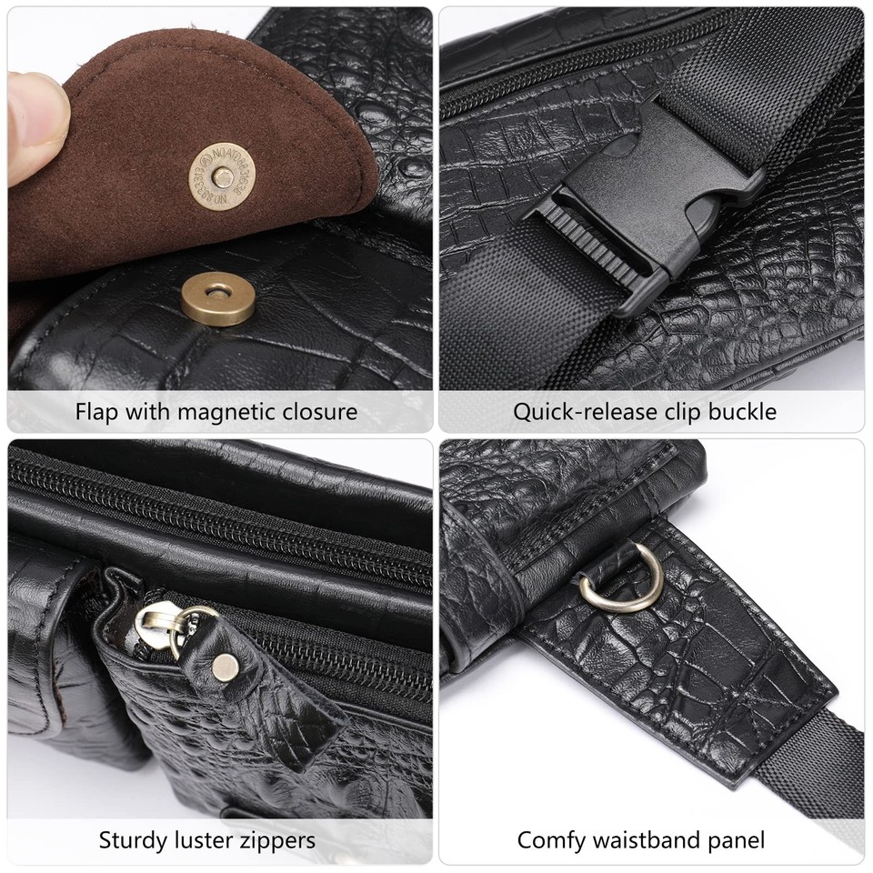 Leather Waist Bags For Men 2026.Mens Fanny Pack Rugged Genuine Leather Waist Bags for Men Bumbag Waist ...