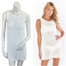 Show me your Mumu Sweeney Dress in Bright White Crochet Swim Coverup Size Medium